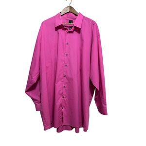 J Ferrar Big Tall Mens Pink Long Sleeve Dress Shirt 20 36-37 Cotton Blend
